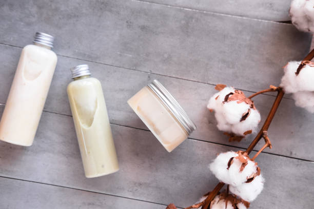 istock Bottles with spa cosmetic products flatlay 1048856050