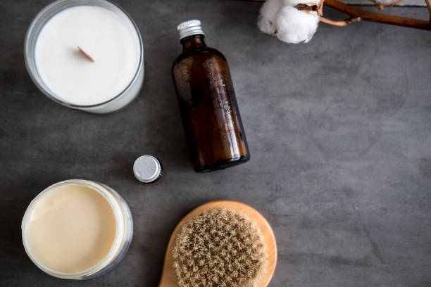 istock Natural spa cosmetic products flat lay 1048856076