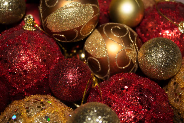 istock Christmas decoration in red and gold with glitter 1048856320