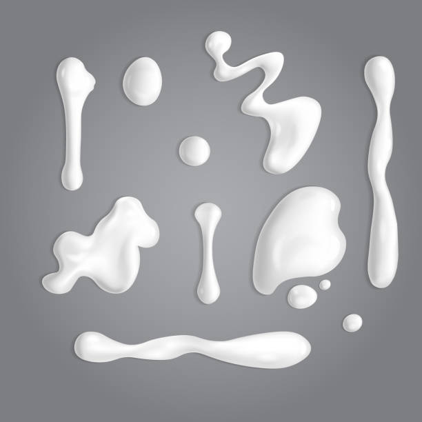 satz von weißen creme tropfen - milk white stock-grafiken, -clipart, -cartoons und -symbole