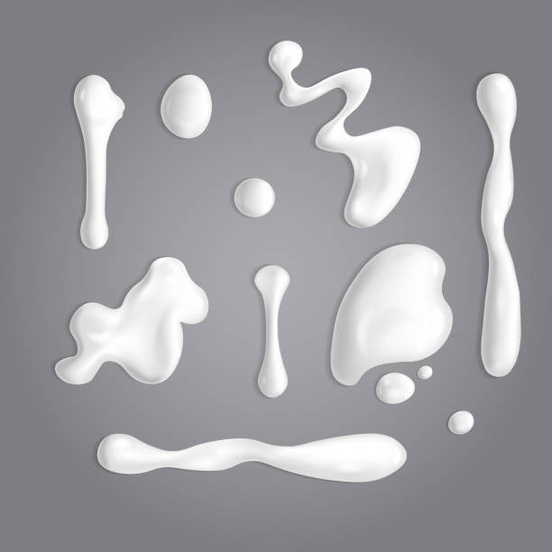 ilustraciones, imágenes clip art, dibujos animados e iconos de stock de conjunto de gotas crema blanco - cream
