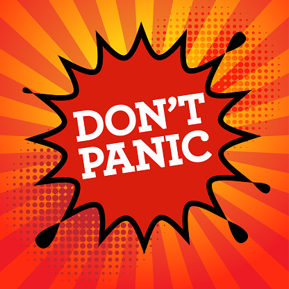 Comic book explosion with text Don't Panic, vector illustration