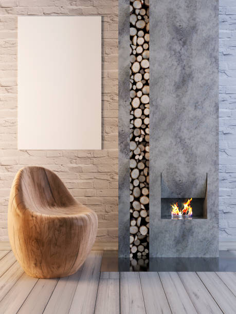 istock Mock up blank poster on a wall in a modern interior. 1048873706