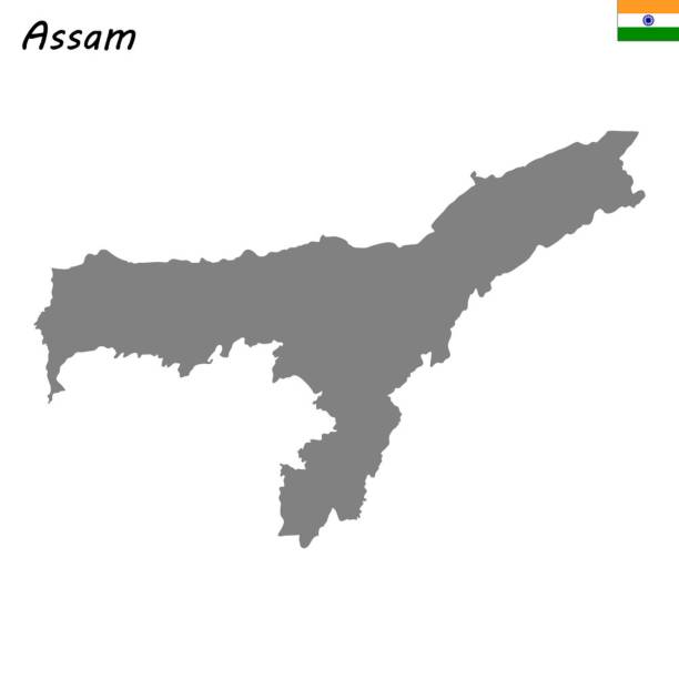 map of state of India High Quality map of Assam is a state of India assam stock illustrations