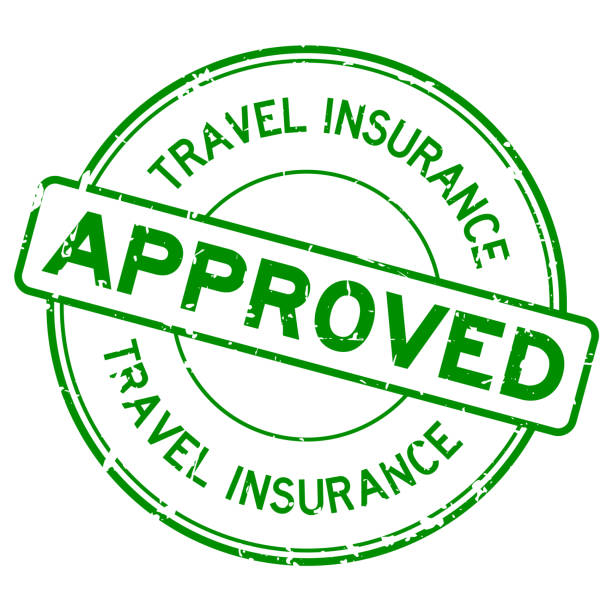 istock Grunge green travel insurance approved round rubber seal stamp on white background 1048888056
