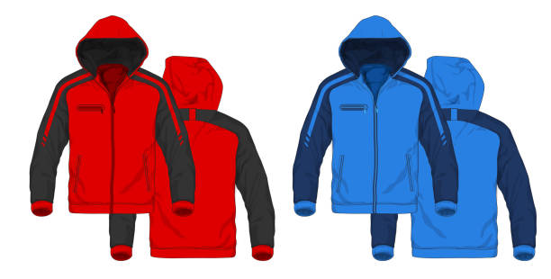 vektor-illustration von sport hoodie jacke. - fleece coat stock-grafiken, -clipart, -cartoons und -symbole
