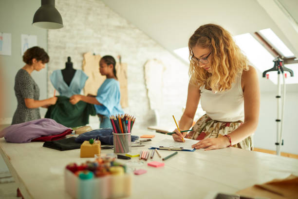 istock Female Fashion Designers In Their Workshop 1048895904
