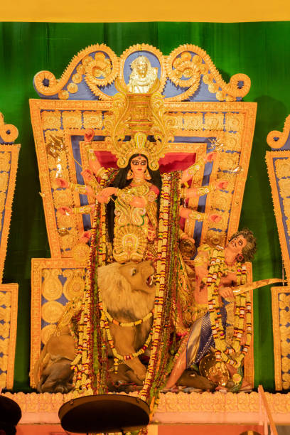istock Durga idol at Puja Pandal, Durga Puja festival 1048896372