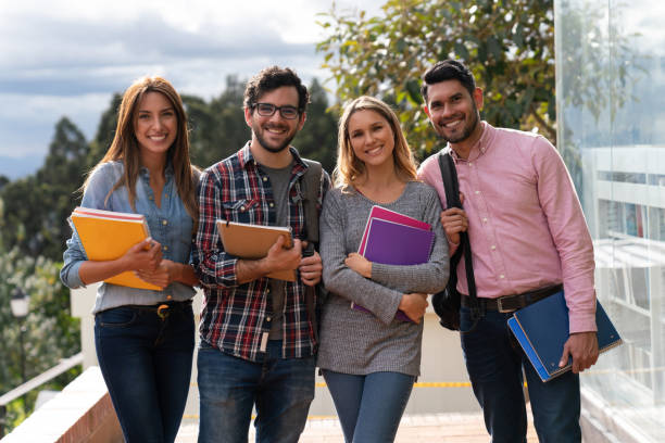 istock Happy group of students at the university 1048897134