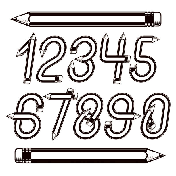 школьная тема, карандаши дизайн номера, лучше всего подходит для использования в дизайне эмблемы для рисования искусства класса. - lead theme stock illustrations