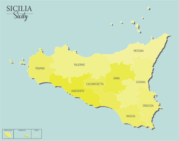 シチリア ベクトル マップ - italy map sicily cartography点のイラスト素材／クリップアート素材／マンガ素材／アイコン素材
