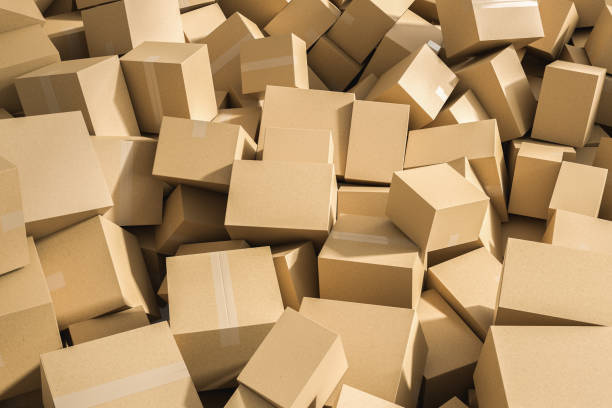 istock Pile of closed cardboard boxes on the floor 1048918752