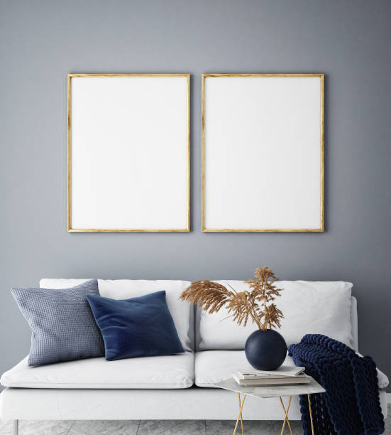 istock mock up poster frame in hipster interior background, Scandinavian style, 3D render, 3D illustration 1048922828