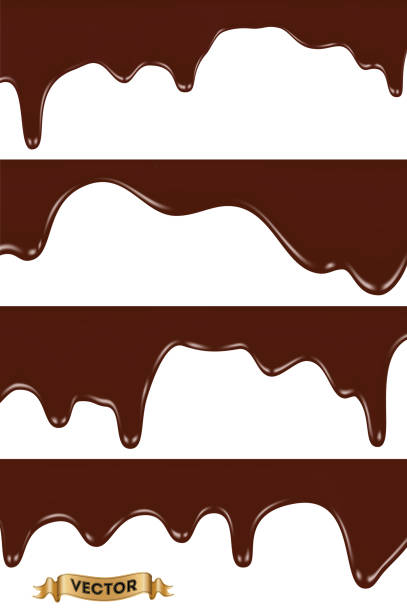 Set of melted chocolates dripping - ilustração de arte vetorial