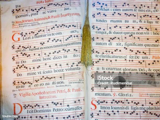 Gregorian Music Sheet Stock Photo - Download Image Now - Chanting, Sheet Music, Medieval