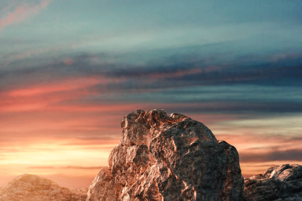 3d rendering of mountain peak in beautiful evening sunshine