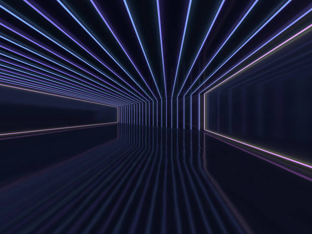 istock Background of an empty room with walls and neon light. Neon rays and glow. 3D 1048952708