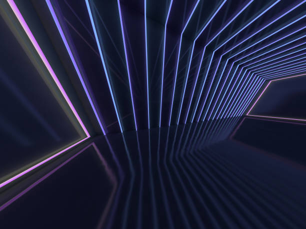 istock Background of an empty room with walls and neon light. Neon rays and glow. 3D 1048952728
