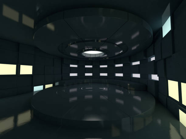 istock Background of an empty room with walls and neon light. Neon rays and glow. 3D 1048954462
