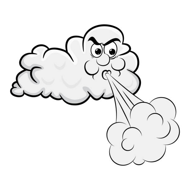 blowing cloud cartoon design isolated on white background blowing cloud cartoon design isolated on white background angry clouds stock illustrations