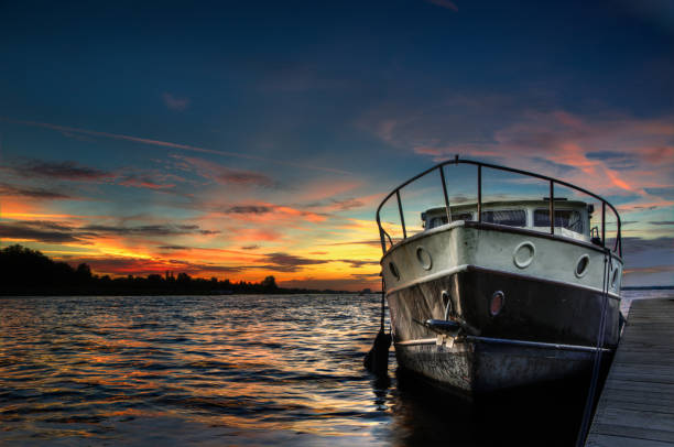 Fishing boat in the sea dawn