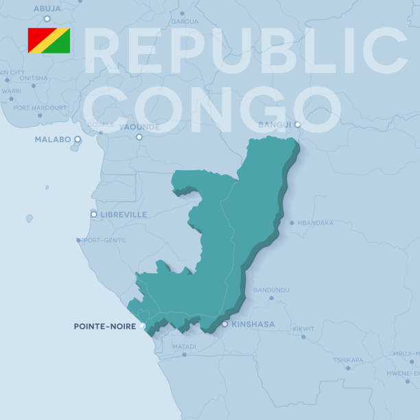 verctor karte von städten und straßen in der republik kongo. - pointe noire stock-grafiken, -clipart, -cartoons und -symbole
