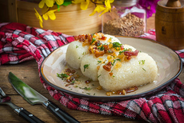 istock Potato dumplings stuffed with minced meat. 1048979420