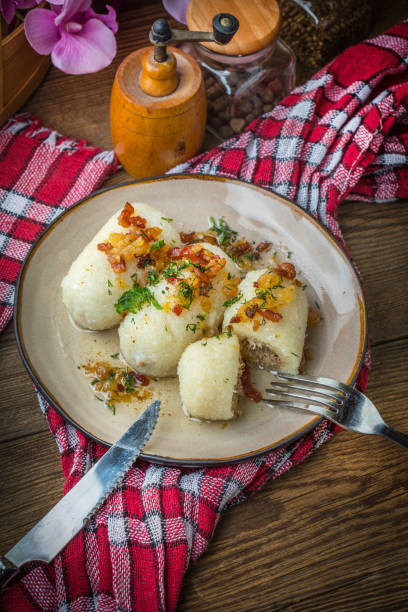 istock Potato dumplings stuffed with minced meat. 1048981734