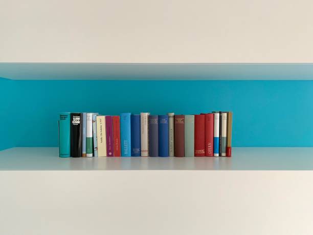 rząd małych książek na półce - book book spine shelf in a row zdjęcia i obrazy z banku zdjęć