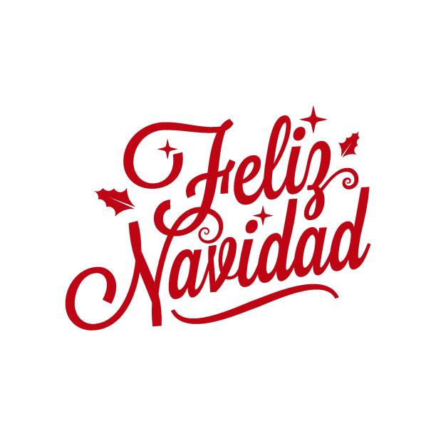 Spanish Merry xmas lettering - Feliz Navidad on white background vector art illustration