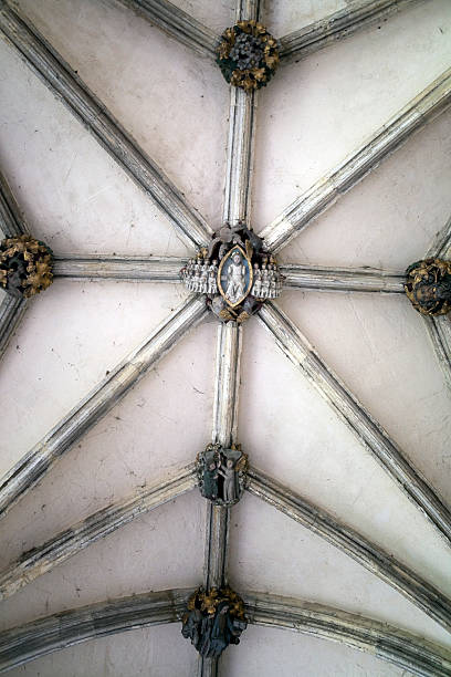 catedral cloisters teto patrões - fan vaulting imagens e fotografias de stock