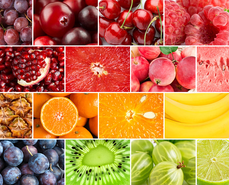 Background of fresh ripe color fruits. Food background