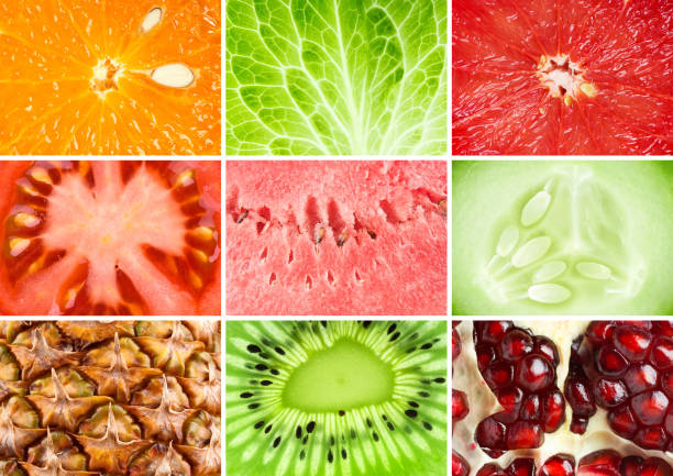 istock Collection of fresh fruit and vegetable textures 1048990902