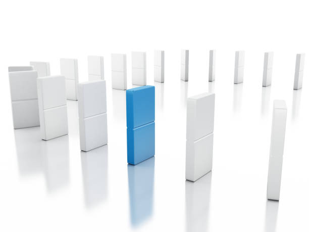 istock 3d Domino tiles falling in a row 1048996940