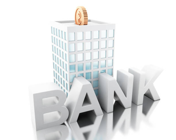 3d illustration. Putting coins into piggy bank building
