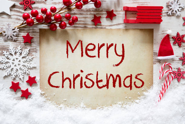 istock Bright Christmas Decoration, Snow, Text Merry Christmas 1048999846