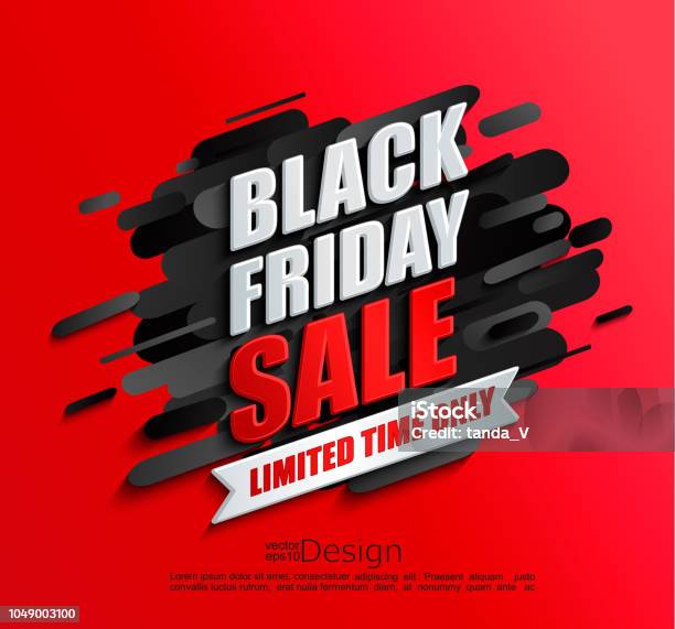 動態黑色星期五銷售橫幅紅色背景向量圖形及更多黑色星期五 - 購物活動圖片 - 黑色星期五 - 購物活動, 大減價, 橫額