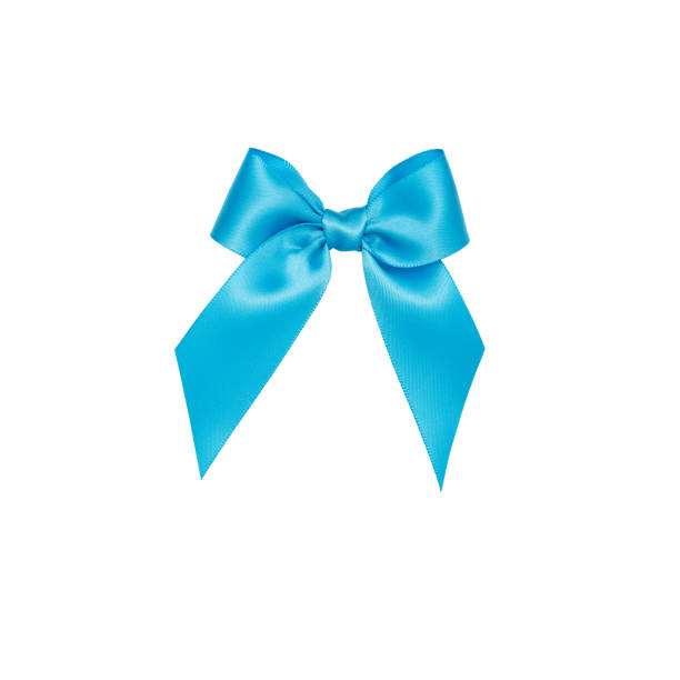 istock Blue gift ribbon tied in a bow on white background, cut out 1049003638