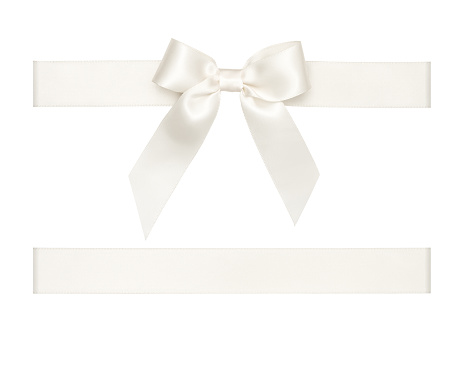 White color, Ribbon - Sewing Item, Tied Bow, Gift, Tied Knot, cut out