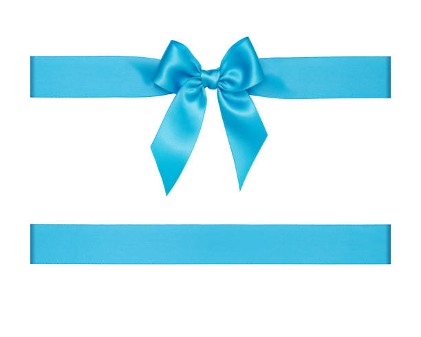 istock Blue gift ribbon tied in a bow on white background, cut out 1049003670