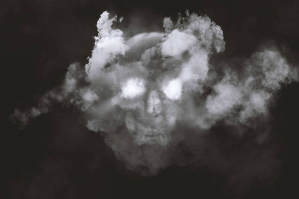 istock Skull and fog Illustration on a dark background. 1049004344