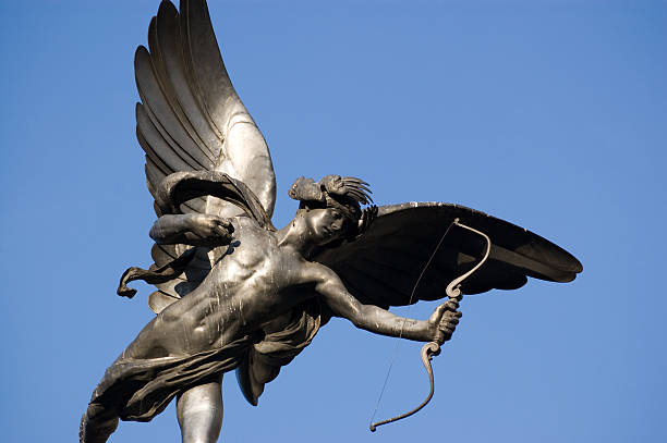 The statue of Eros on the Shaftesbury Memorial in Piccadilly Circus, Central London.  The god of love is a monument to the Earl of Shaftesbury who was instrumental in outlawing slavery in the UK.