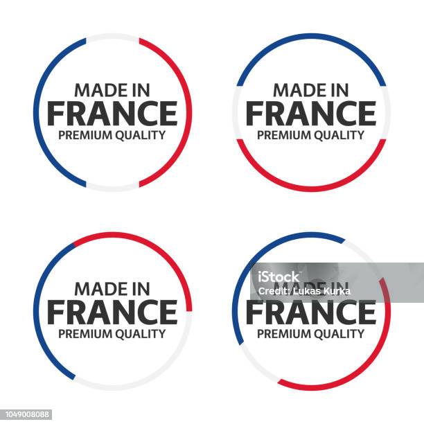Ilustración de Conjunto De Cuatro Iconos Francés Hecho En Francia Pegatinas De Calidad Premium Y Símbolos Ilustración Vectorial Simple Aislado Sobre Fondo Blanco y más Vectores Libres de Derechos de Francia