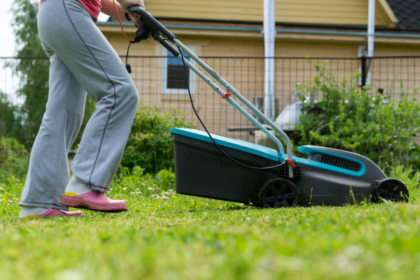 istock outdoor worker mowing the lawn 1049011100