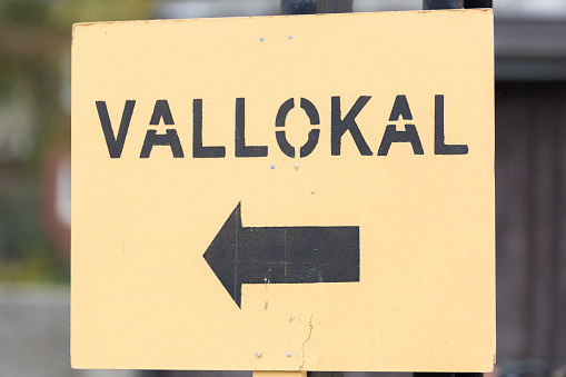 Swedish Polling Station Sign Close Up.