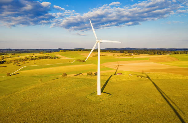 istock Aerial View Modern Wind Turbine Alternative Energy 1049013886
