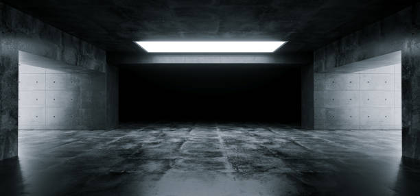 istock Empty Elegant Modern Grunge Dark Reflections Concrete Underground Tunnel Room With Bright White Lights Background Wallpaper 3D Rendering 1049016928