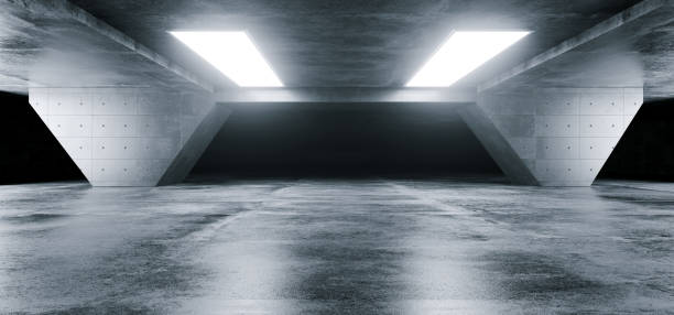 istock Empty Elegant Modern Grunge Dark Reflections Concrete Underground Tunnel Room With Bright White Lights Background Wallpaper 3D Rendering 1049018358