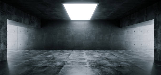 istock Empty Elegant Modern Grunge Dark Reflections Concrete Underground Tunnel Room With Bright White Lights Background Wallpaper 3D Rendering 1049019110