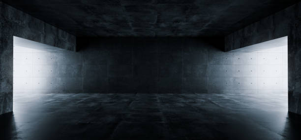 istock Empty Elegant Modern Grunge Dark Reflections Concrete Underground Tunnel Room With Bright White Lights Background Wallpaper 3D Rendering 1049019132